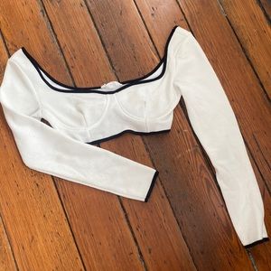 White and Black Crop Top